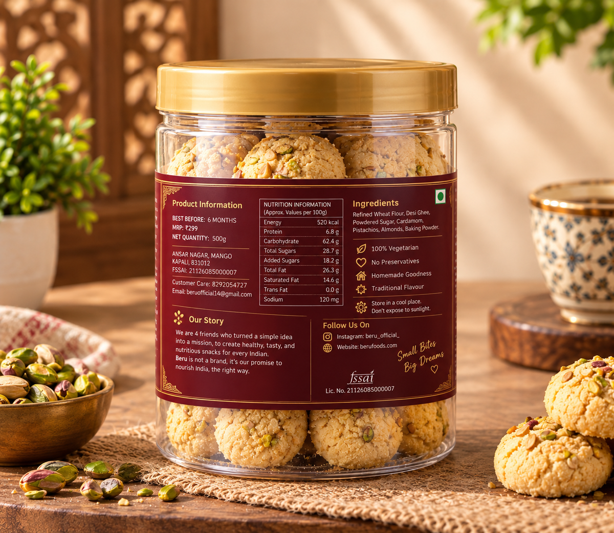 BERU Naan Khatai Cookies | Traditional Handmade Indian Cookies 350g